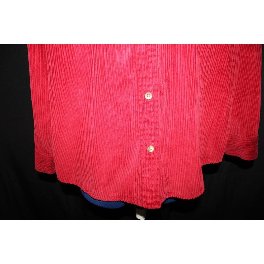 Eddie Bauer Corduroy L/S Button Up Shirt Shacket Womens M Petite Red 100% Cotton - Picture 3 of 12